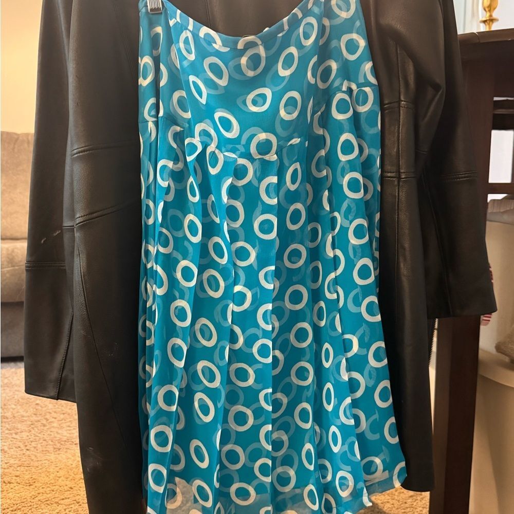 Brand New || 100% Silk || Blue and White Circle Pattern Skirt